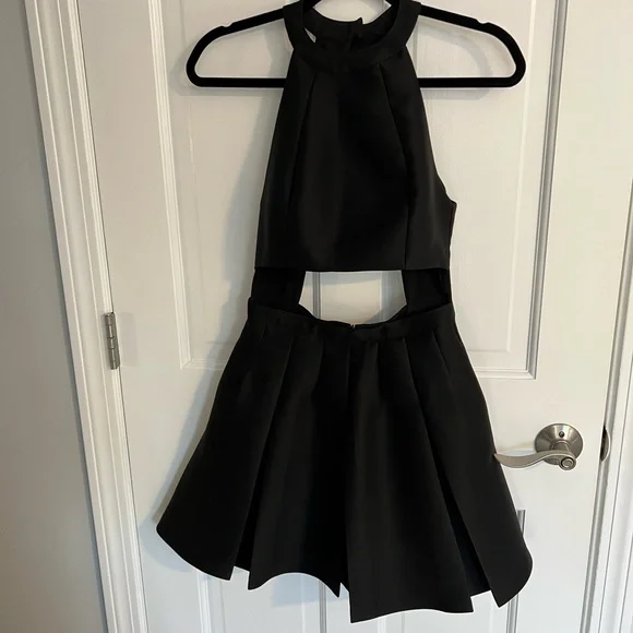 black mini dress fast shipping Strappy Cutout Bodycon Mini Dress
